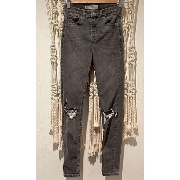 Topshop Moto Jamie Jeans SZ 25 Charcoal Wash Skinny Grunge Capsule Wardrobe - Picture 1 of 10